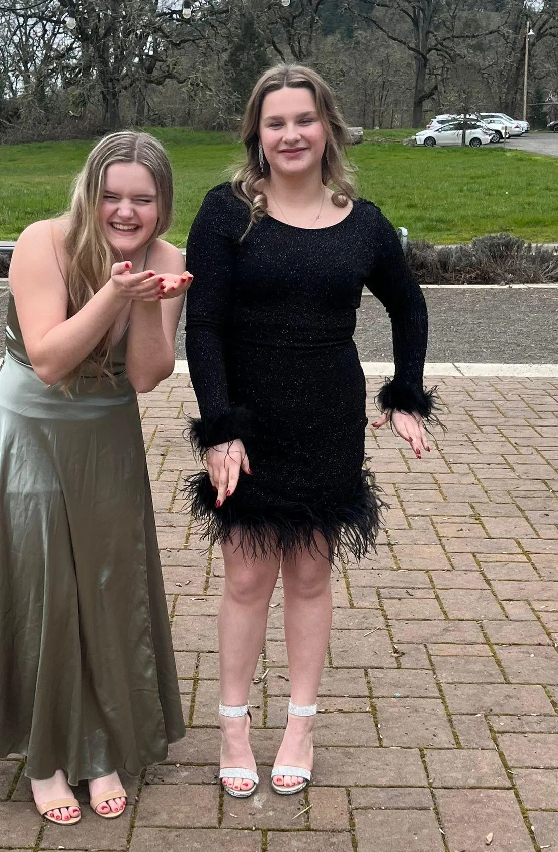 Green Satin Prom / Bridesmaid Dress Size M - Image 4