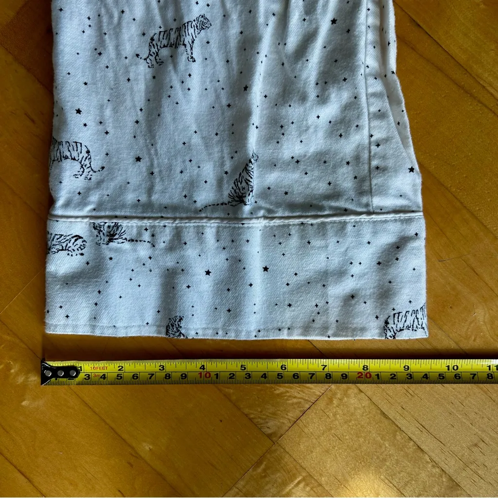 Banana Republic Wide Leg, Flannel, Tiger Lounge Pant, White, Black, Size XS - Image 12