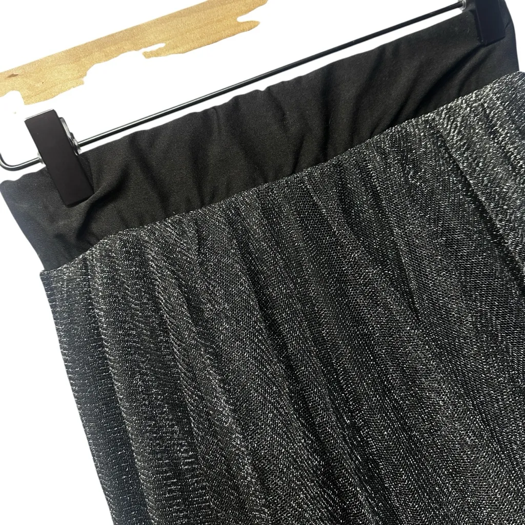 Vintage Y2K Handkerchief Hem Sheer Layered Black Metallic Skirt Sparkle Med - Image 7