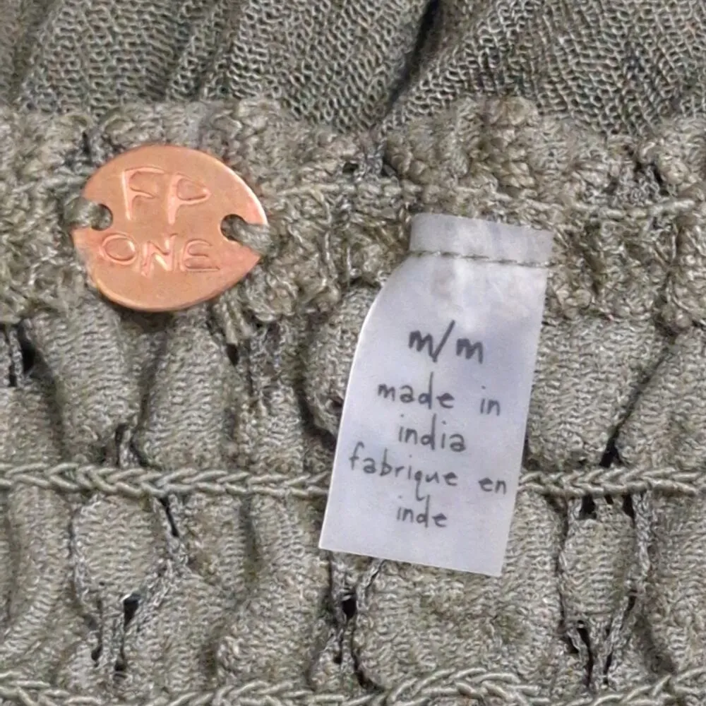 Free People Adella Cami Crochet Lace Flowy Tiered Crisscross Olive Sparrow M New - Image 6