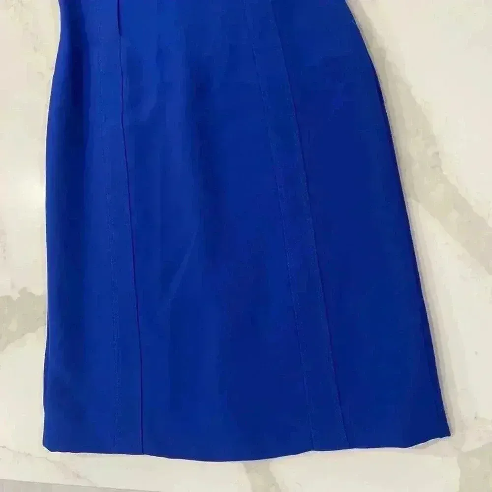 Tahari Arthur S. Levine Blue Cap Sleeve Career Dress Women's 4 Lined Belt Loops - Image 2