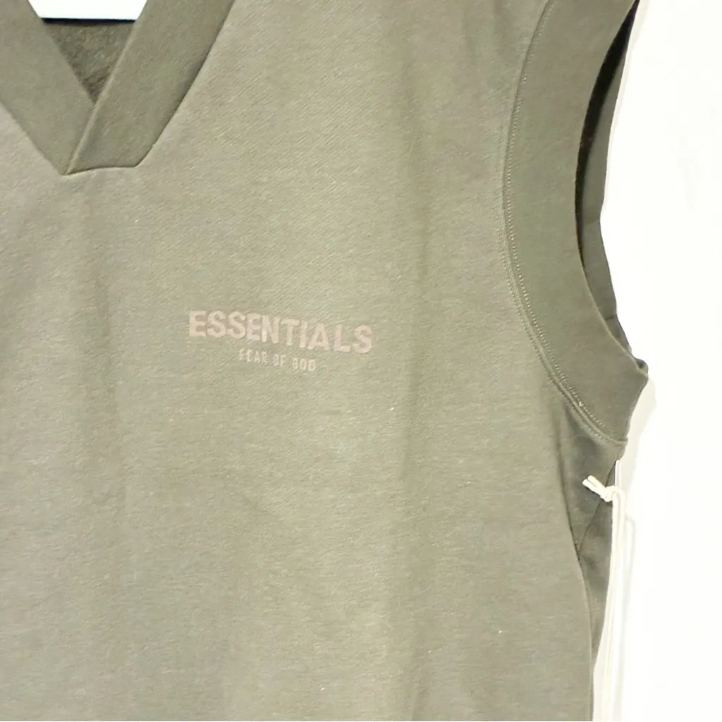 FEAR OF GOD ESSENTIALS Grey PULLOVER V-NECK VEST Women’s Medium NEW - Image 3