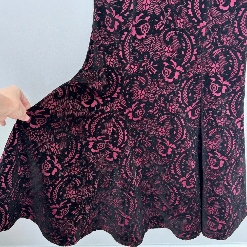 Bailey Blue Mermaid Dress Women Large Red Black Velvet Baroque Formal Gown Event - Image 7