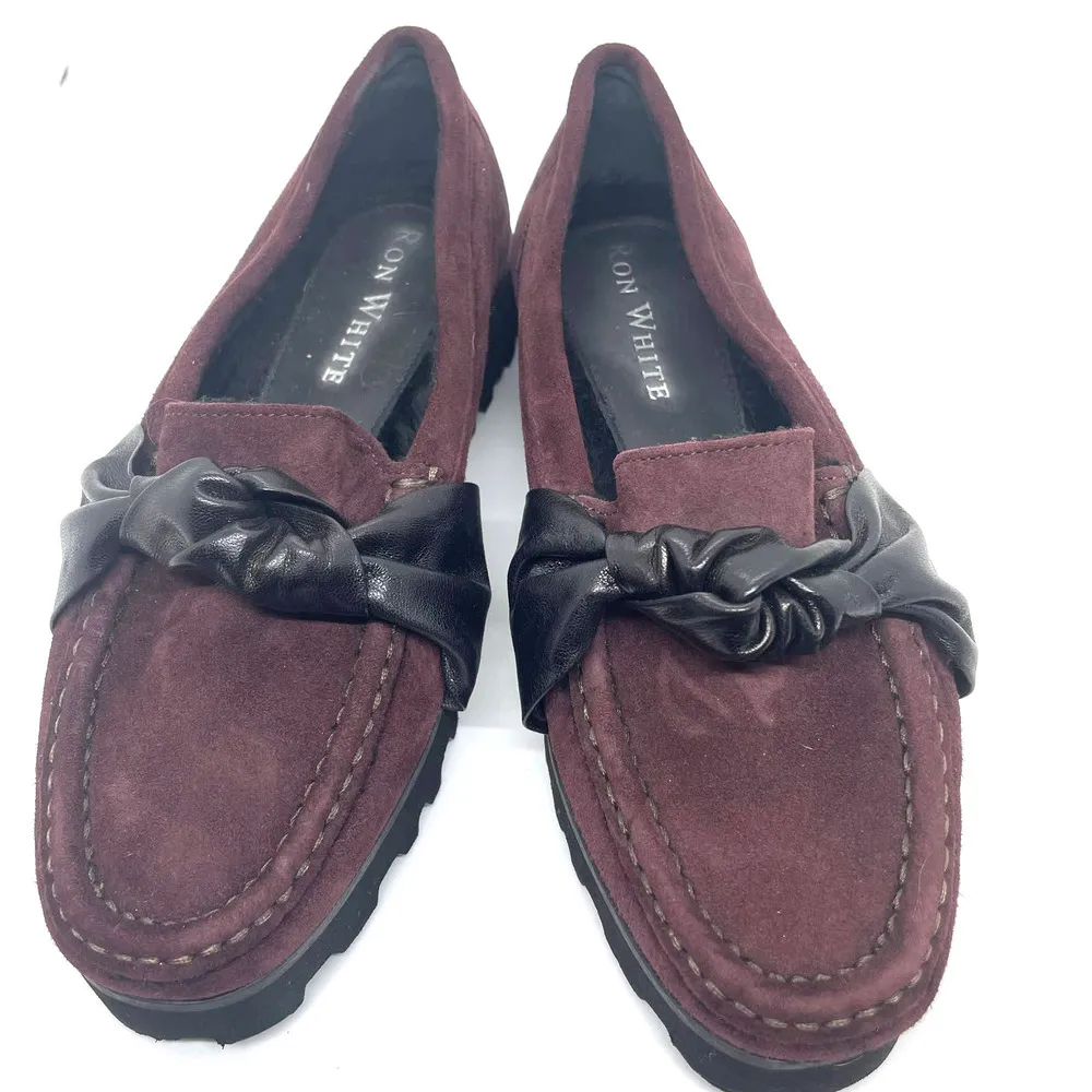 Ron White Rita Knot Platform Loafer Weatherproof Cashmere Suede Shoes size 5.5 Purple - Image 5