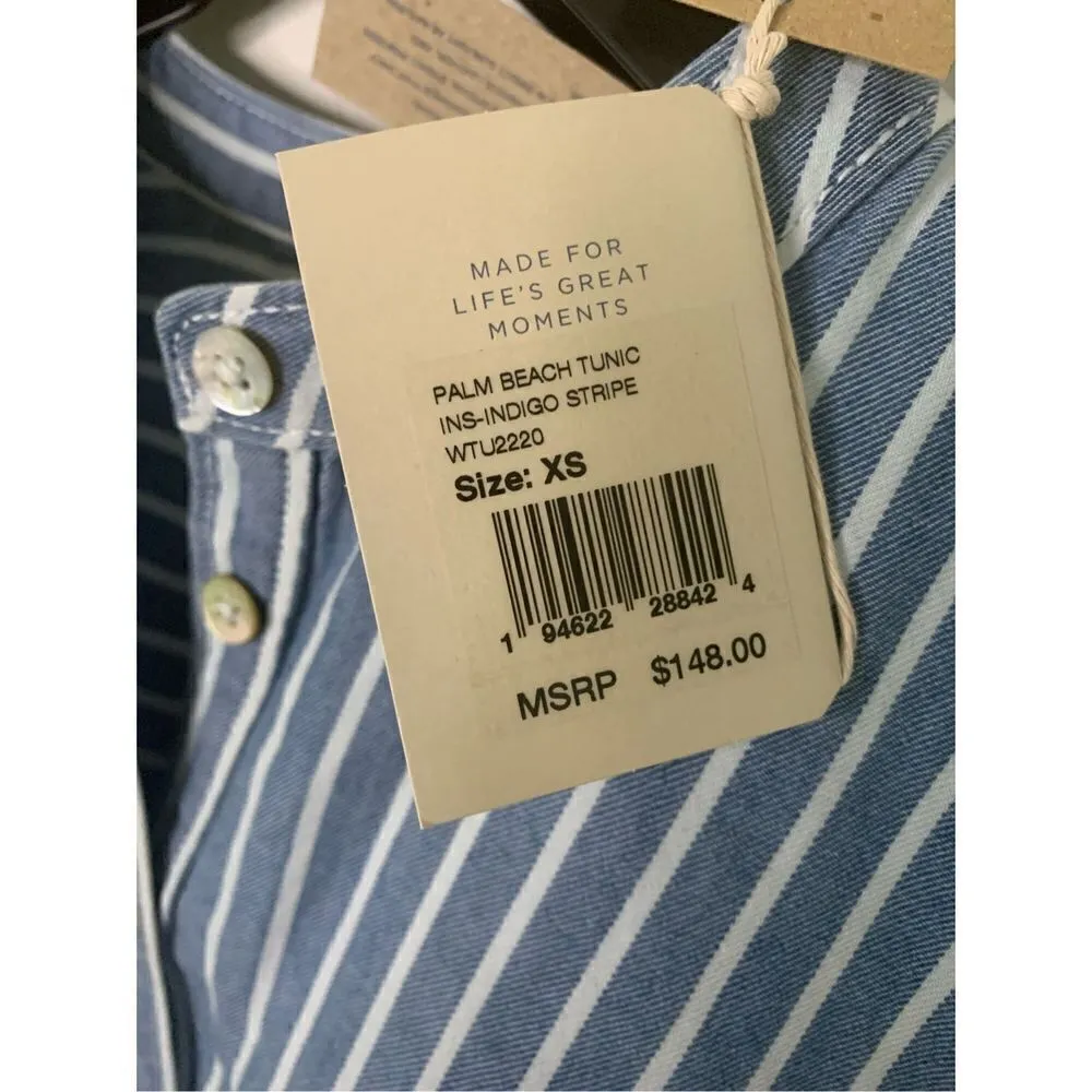 Faherty Palm Beach Tunic Indigo Stripe women's size XS NEW NWT WTU2220 - Image 5