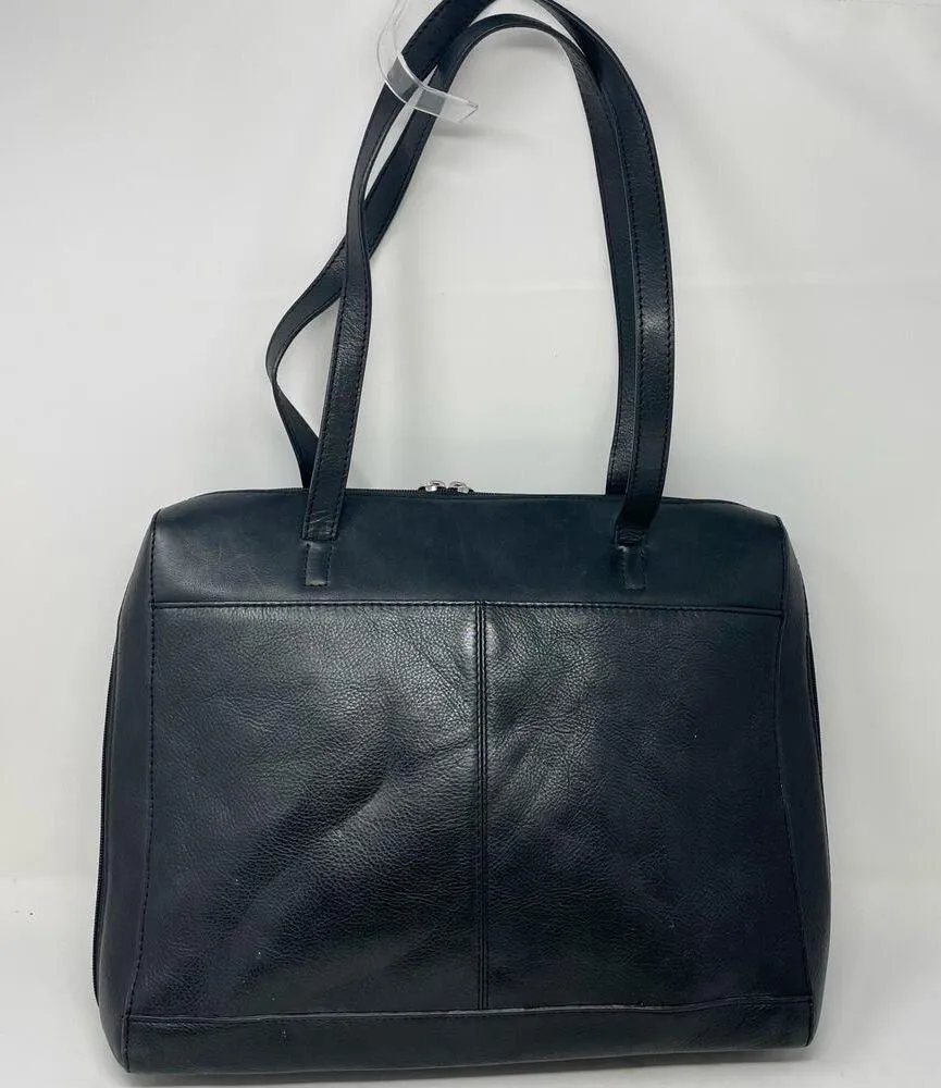 Lodis Black Leather Laptop Shoulder Bag Purse - Image 4