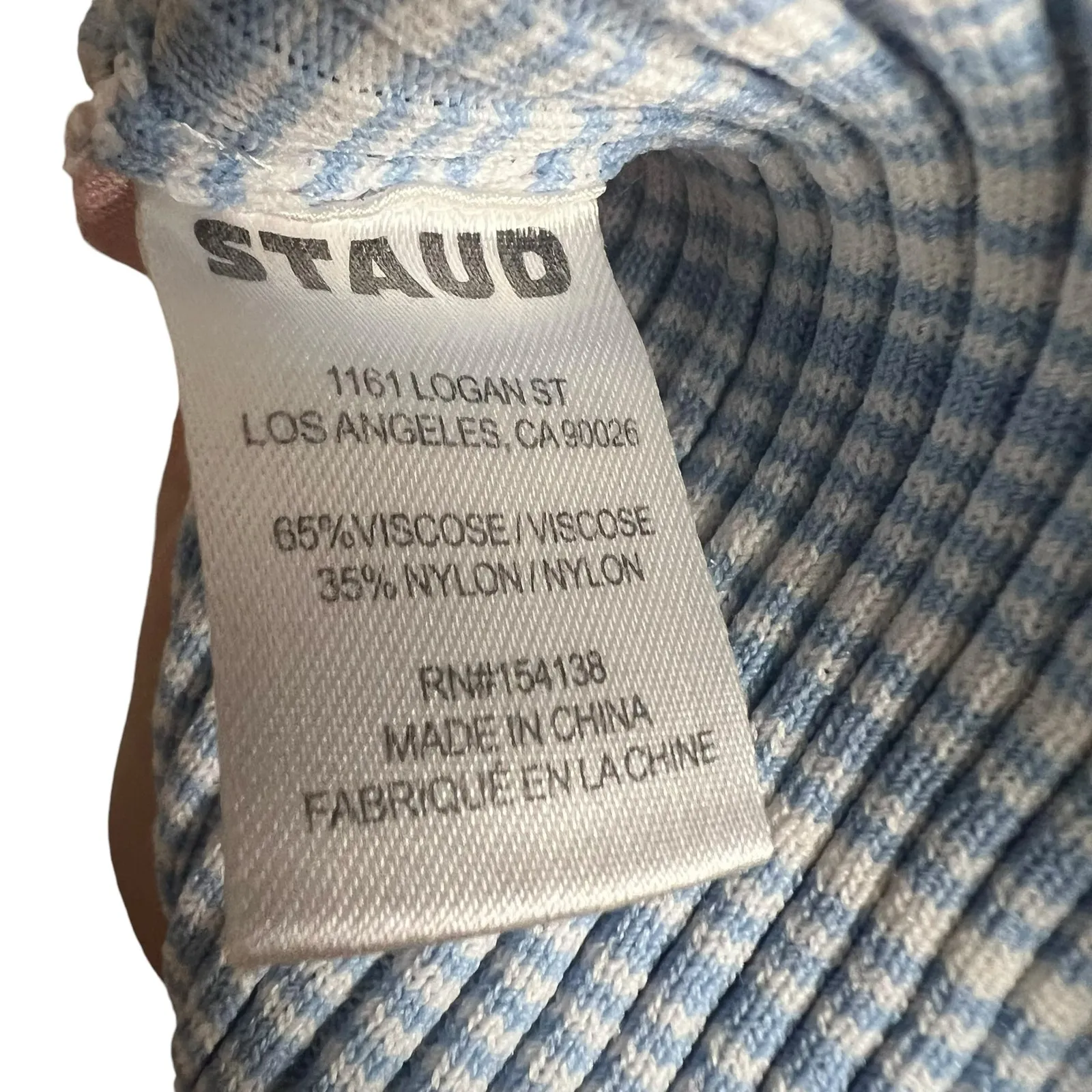 Staud Blue Dana Stretch Ombre Striped Knit Sleeveless V-Neck Midi Dress Size S - Image 9