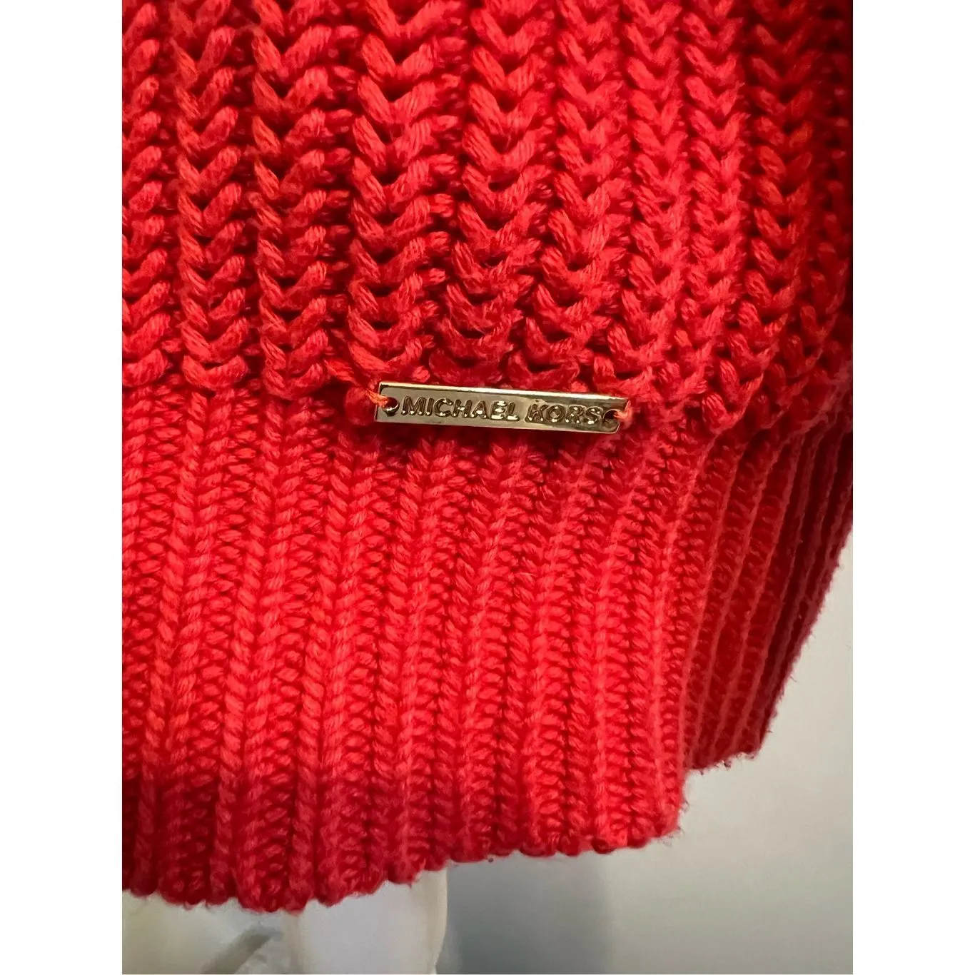 Michael Kors Cozy Knitwear Orange Thick Crewneck Sweater L - Image 4
