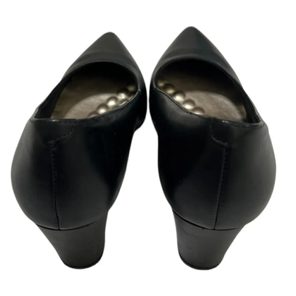 Walking Cradles Pointed Toe Samantha Black Leather Pumps size 7W - Image 6