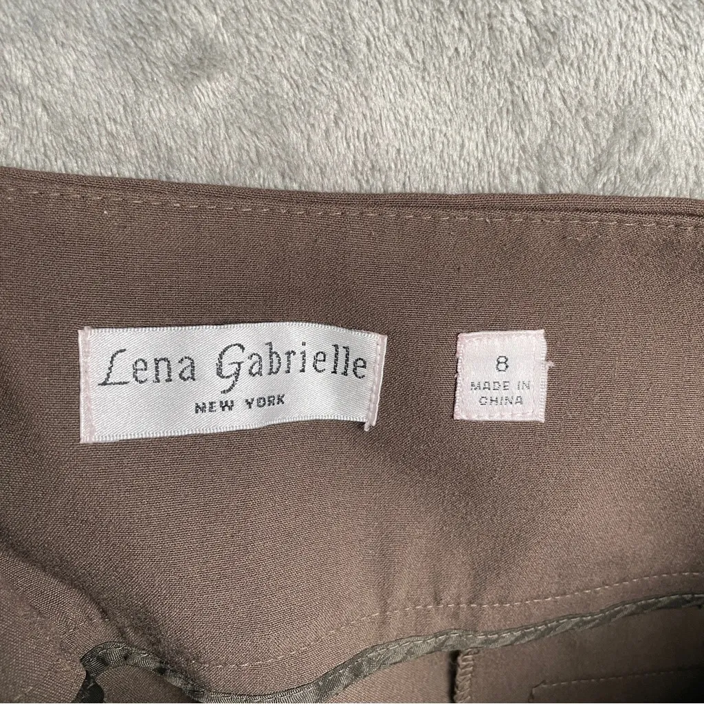 Lena Gabrielle Women’s Dress Pants Size 8 Brown Mid Rise Work Trousers - Image 3