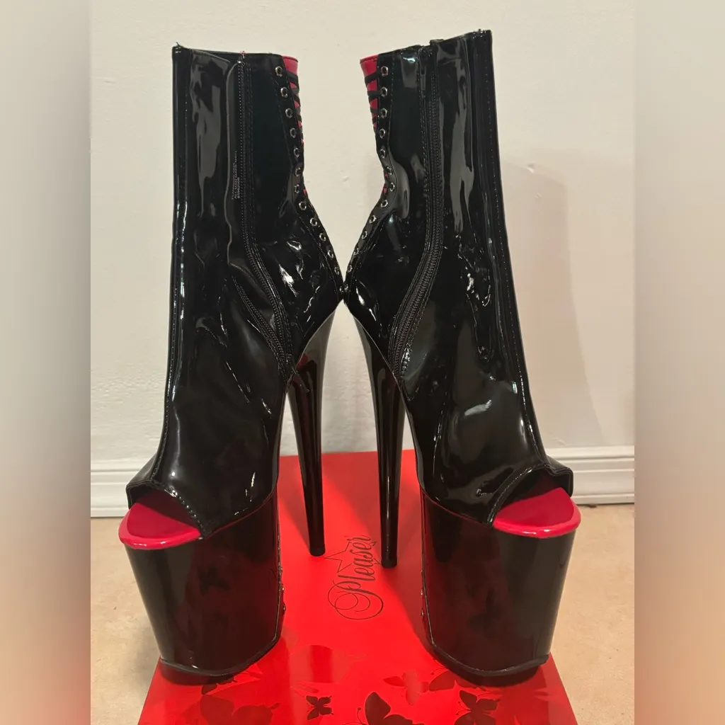 9 inch Pleaser Black and Red Lace - Image 3