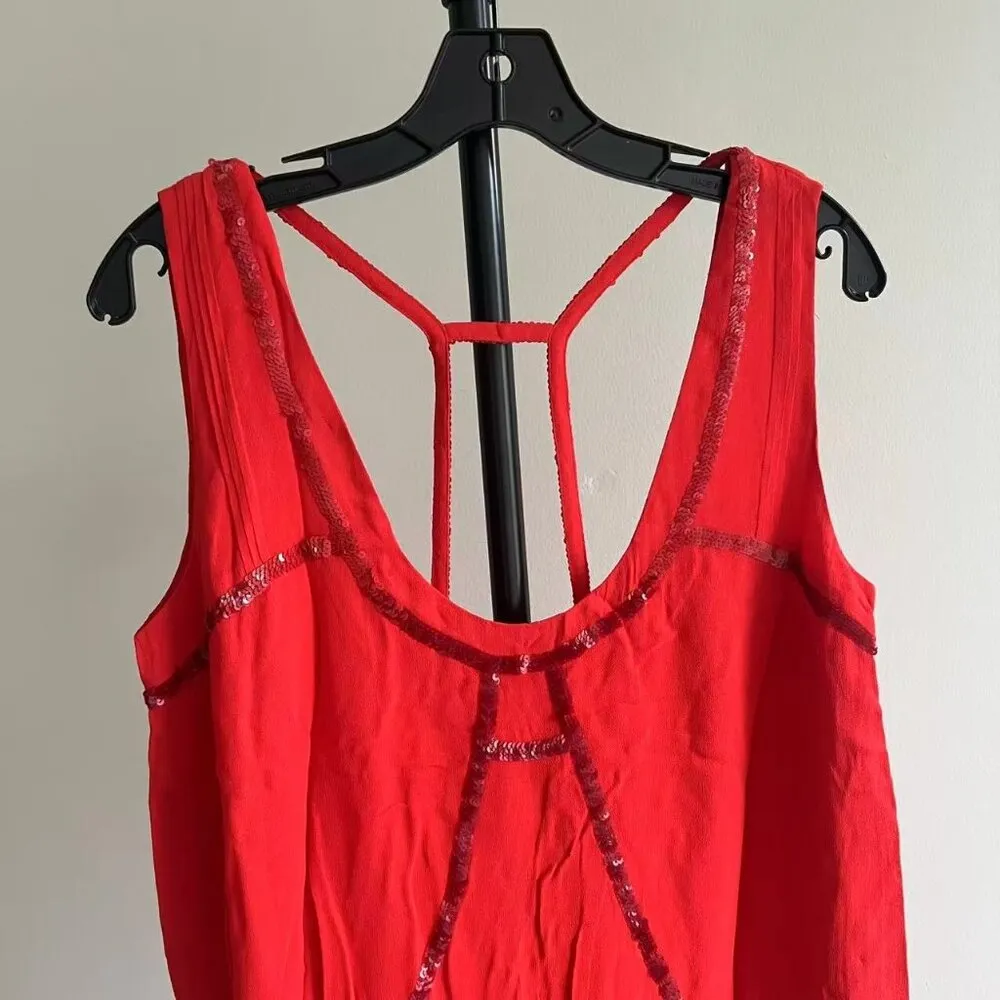 NWOT Diesel Women's Knee length Dress L Sequin Red Tank Dress - Image 2