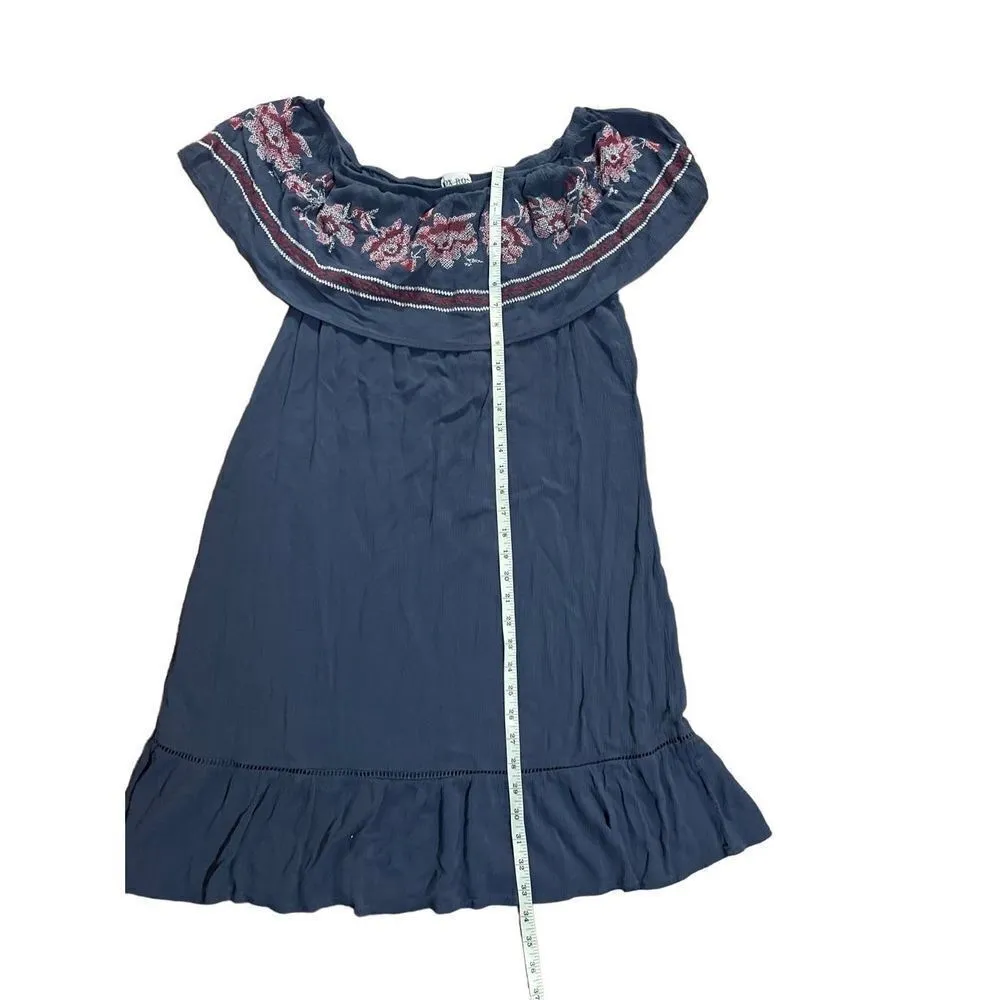 Knox Rose Women's Navy Blue Cross Stitched Floral Off The Shoulder Dress sz XL - Image 5