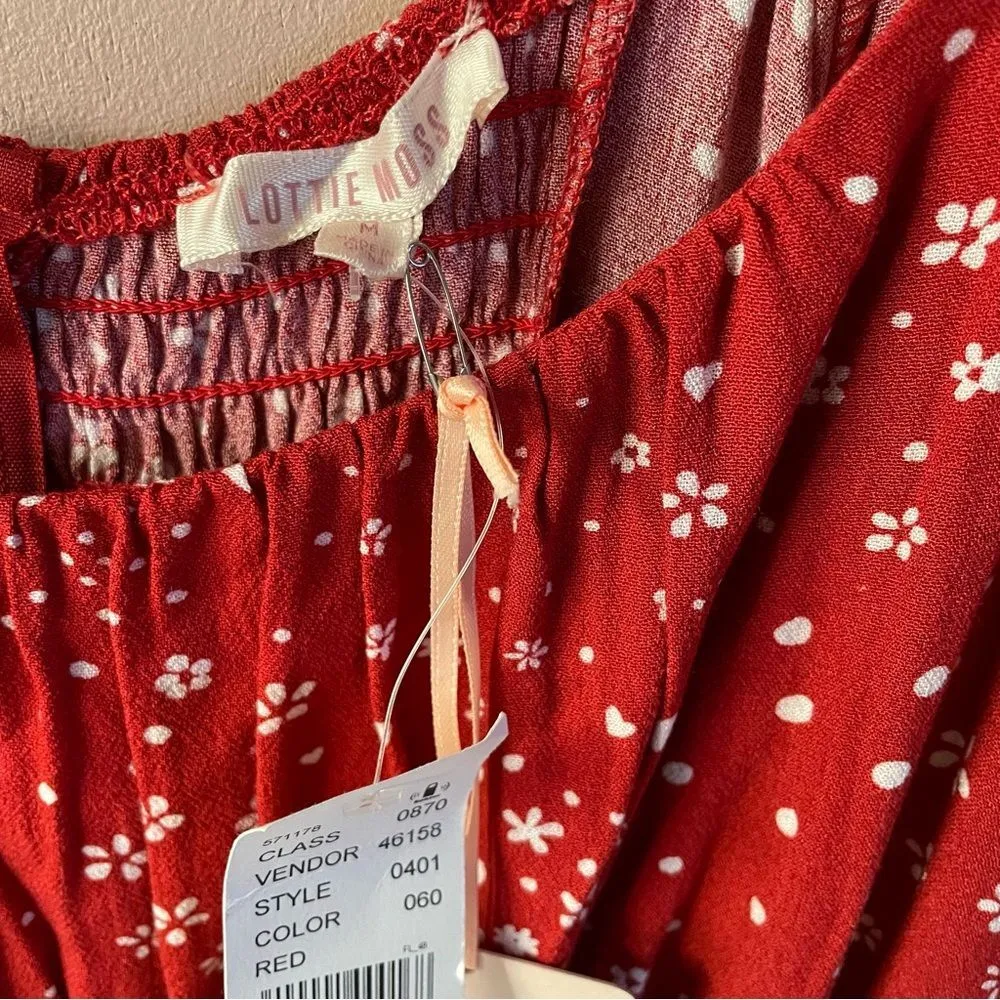 PacSun Lottie Moss Red & White Floral Heart Dotted Mini Dress Size M NWT - Image 6