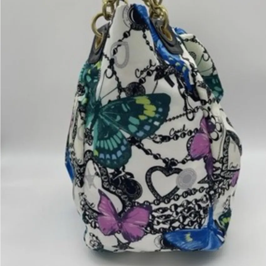 Vintage LIMITED EDITION Coach Colorful Butterfly Print Tote  Bag - Image 7