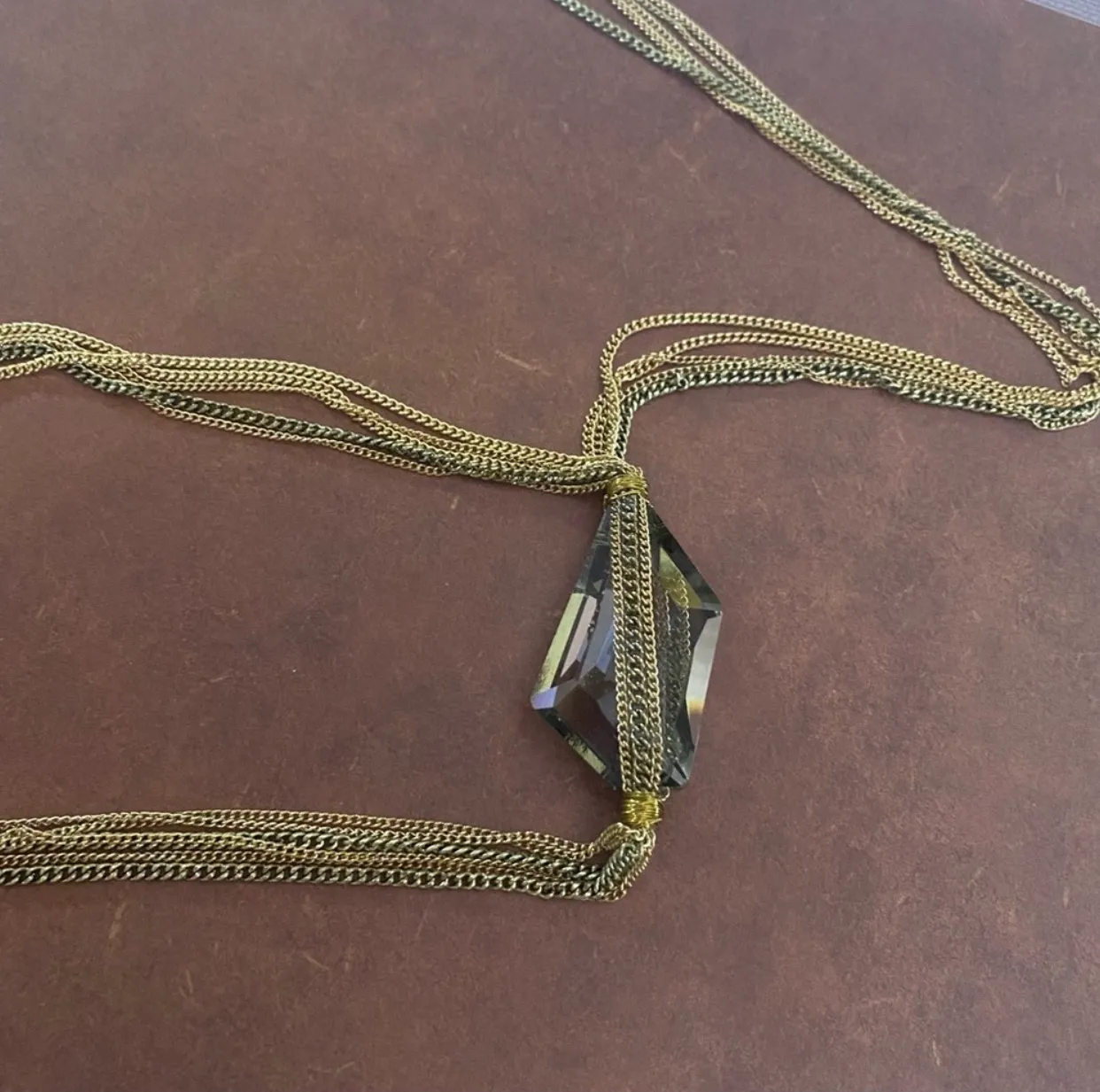 Long Multi Colored Chains Crystal Toggle Necklace Multiple - Image 2