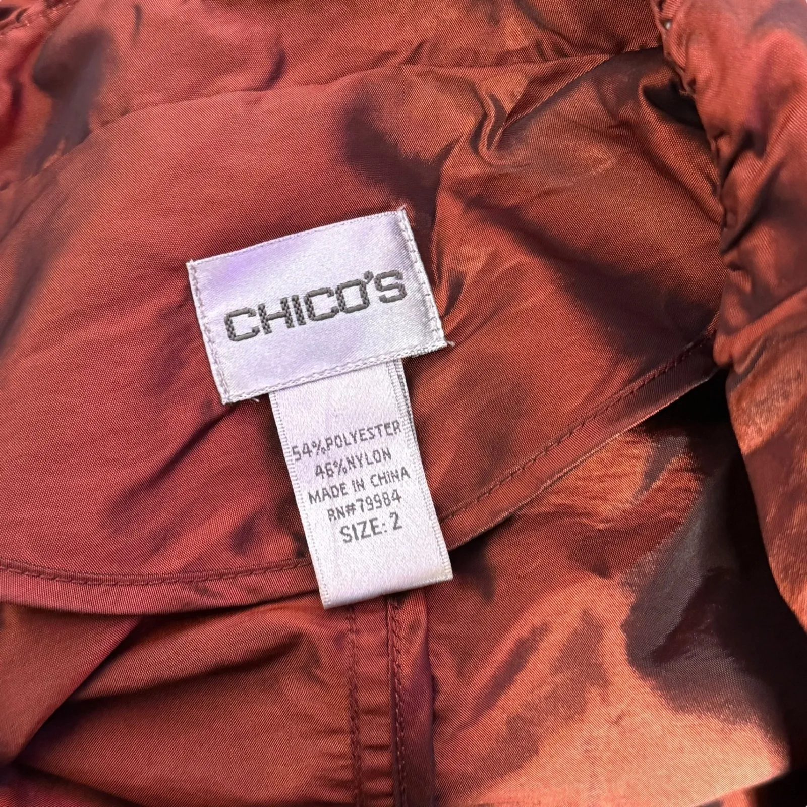 Chico's Belted‎ Jacket Size 2 US M 3/4 Sleeve Shiny Tafetta Statement Maximalist - Image 3