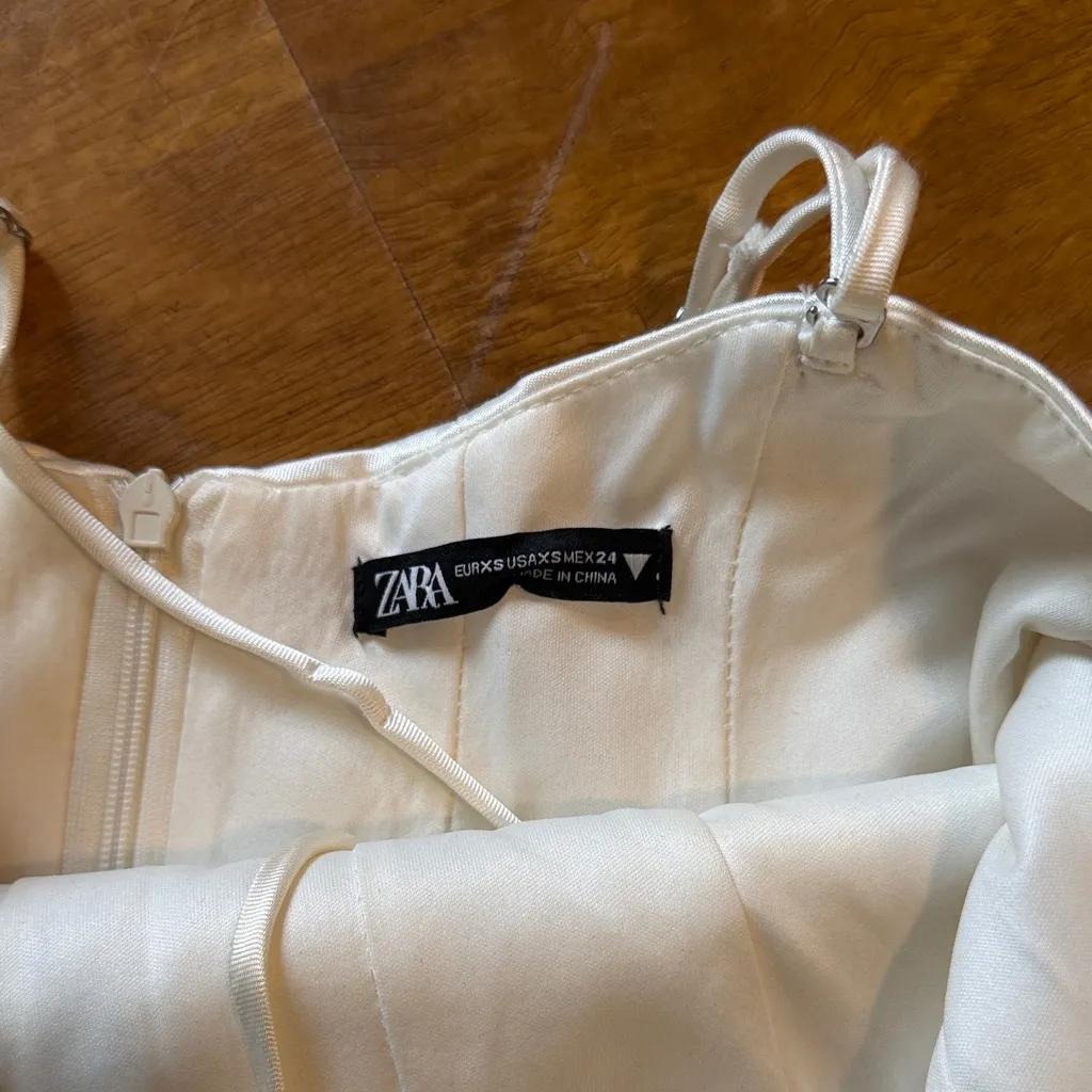 Zara Ivory Satin Dress - Image 2