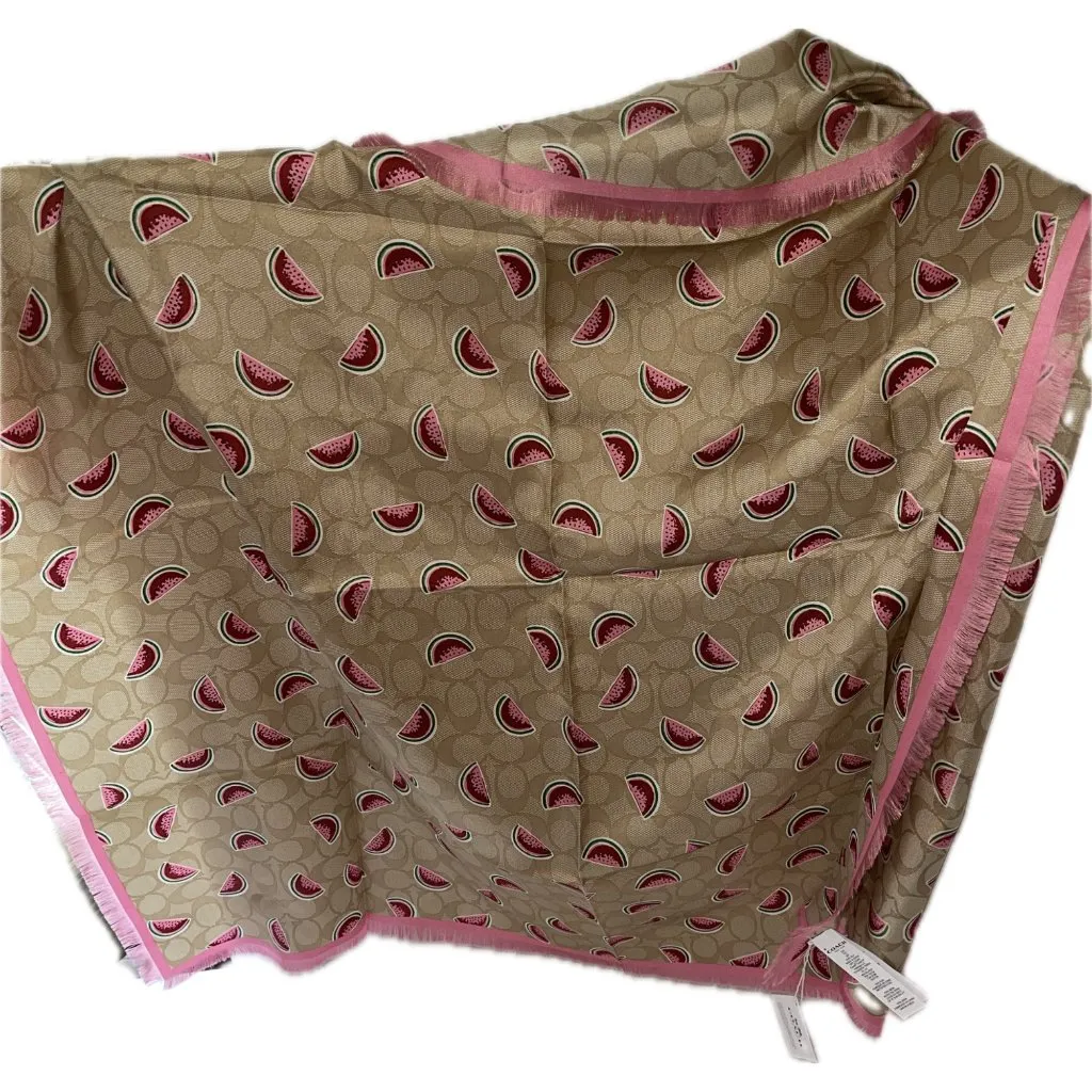 COACH Outlet Signature Watermelon Print Silk Square Scarf Discontinued NLM - Image 7