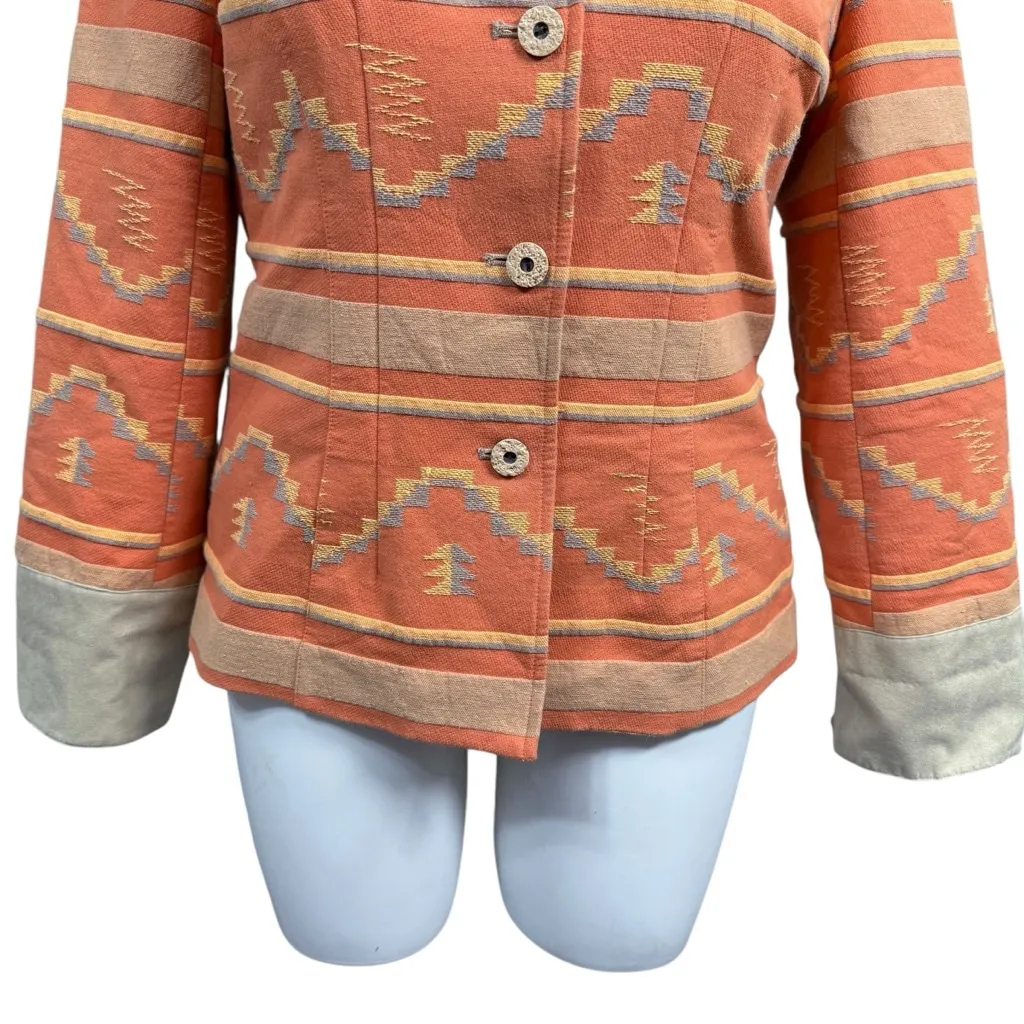 Coldwater Creek Southwest Aztec Blazer Jacket Size 14 Tribal Western Boho - Image 3