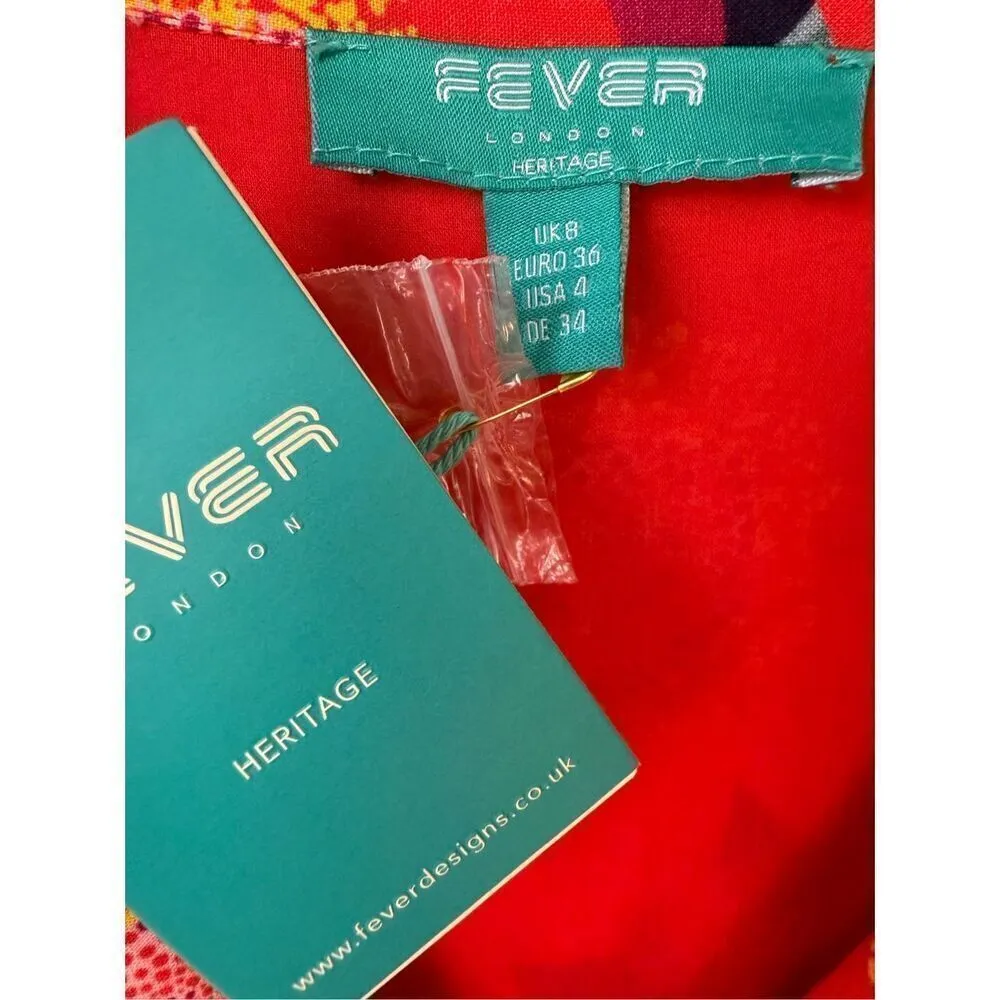 FEVER London Heritage Karina Maxi Dress Size US 4 Red - Image 9