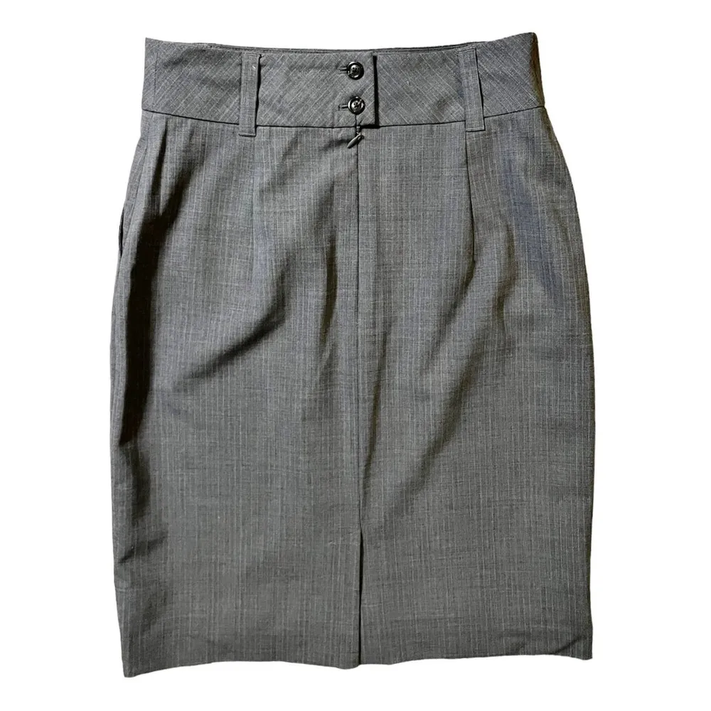 BANANA REPUBLIC Gray Pencil Straight Skirt Wool Knee Length Pinstripe Work 6 NWT - Image 3