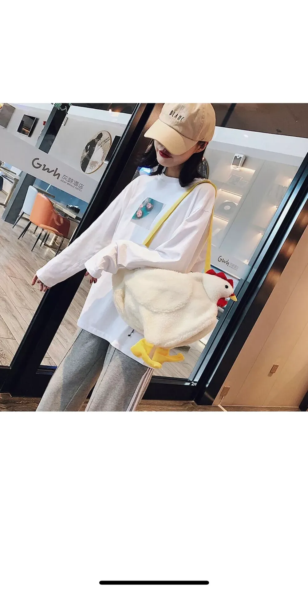 Women’s Faux Fur Cartoon Chicken Plush Tote & Crossbody Bag - Image 6