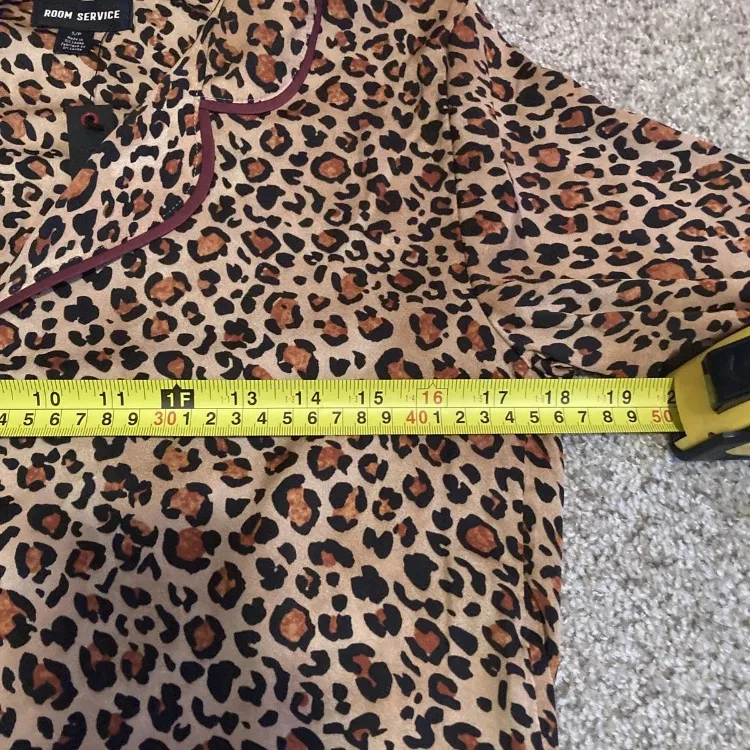 Room Service Leopard Print Button Pajama Shirt Brown - Image 7