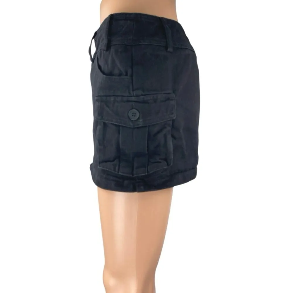 Edikted Women's Black Pockets Zip Mini Pencil Bodycon Denim Jeans Cargo Skirt S - Image 2