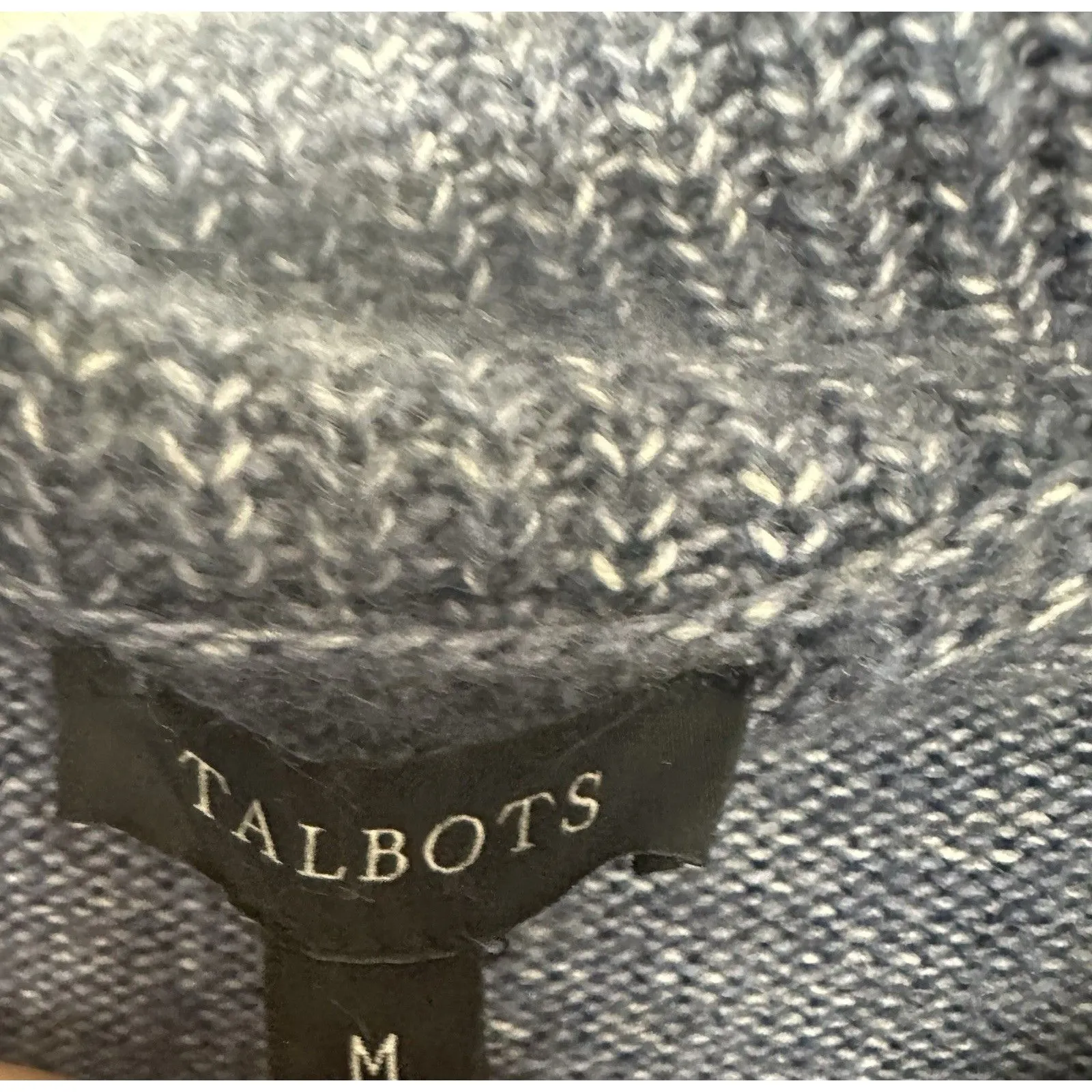 Talbots M Blue Shawl Collar Knit Sweater Button Detail - Image 2