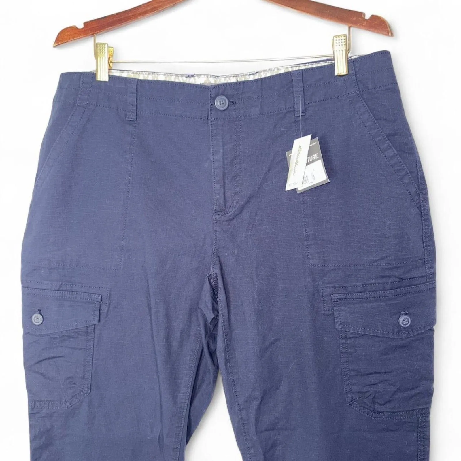 Eddie Bauer NWT Soft Cotton Rip-Stop Cargo Ankle Pants in Navy size 16 - Image 4