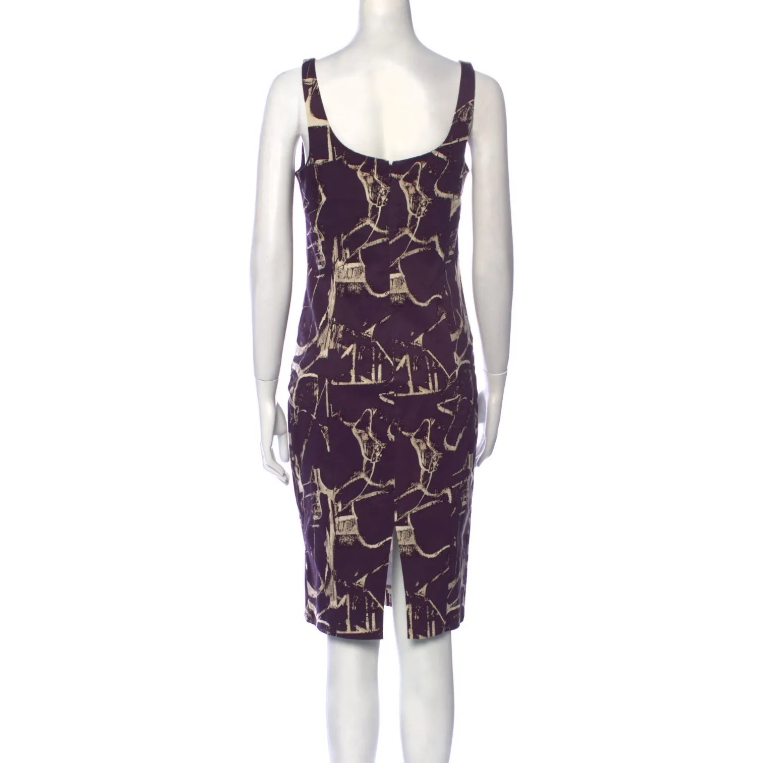 Samantha Sung Abstract Print Sleeveless Midi Dress in Purple & Cream Size 6 - Image 10