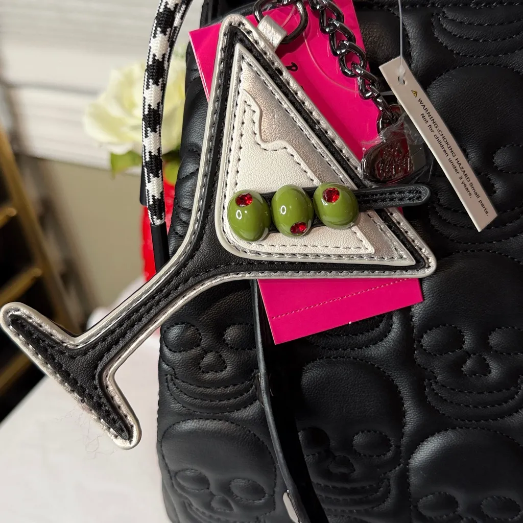 Betsy Johnson black skulls, martini charm brand new - Image 5