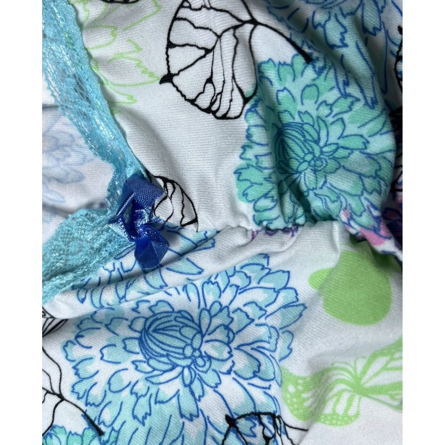 Butterfly Floral Pajama Set Womens Size 1X Plus Cami Top Shorts Sleepwear PJs Blue - Image 12