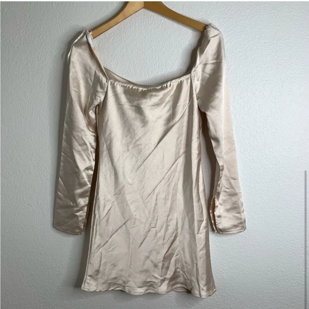 Princess Polly Star Power Mini Dress Champagne Long Sleeve Size 6 - Image 3