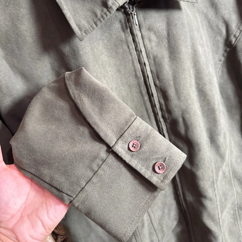 Sonoma LIFE + Style Green Faux Suede Zip-Up Jacket | Size Large - Image 7