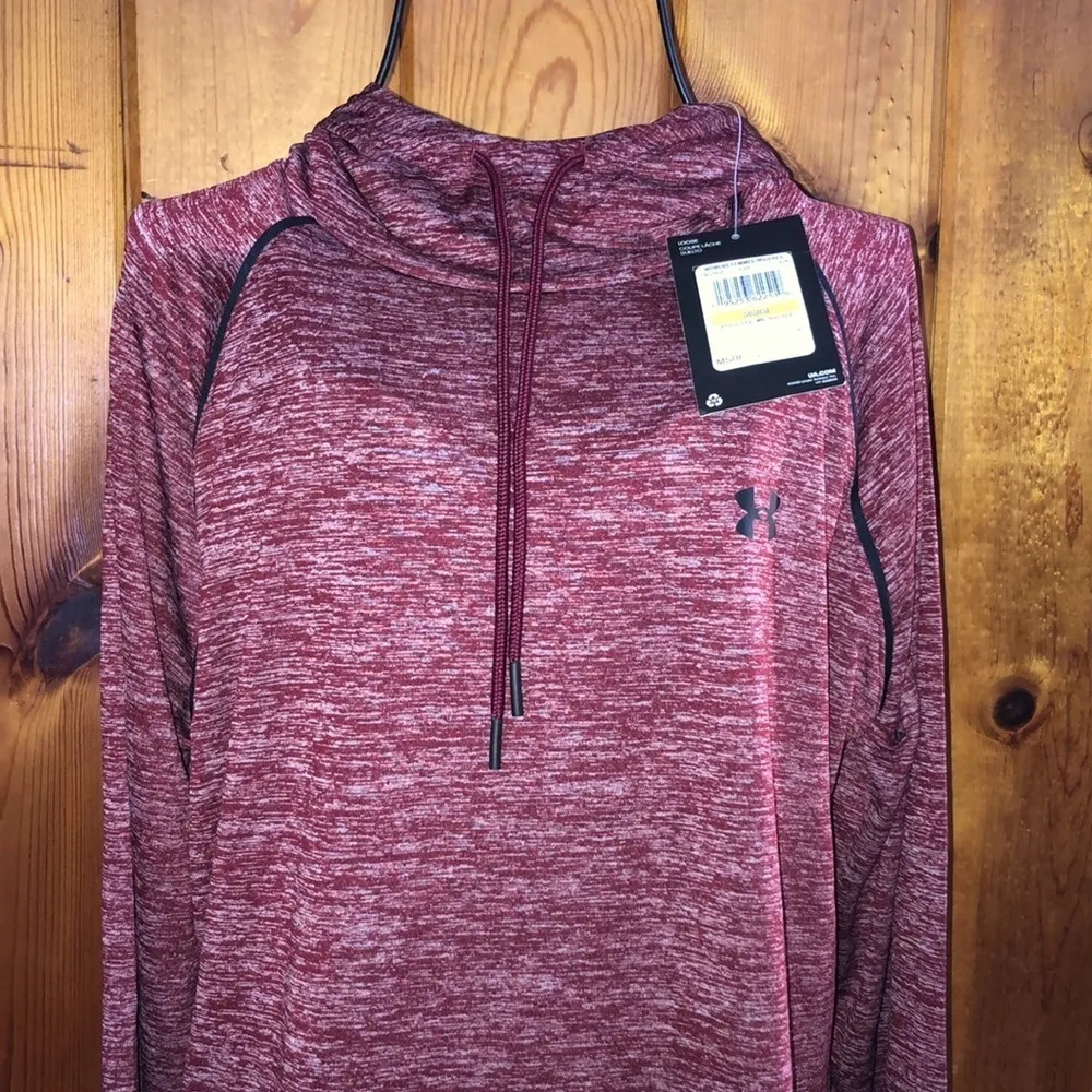 UNDER ARMOUR WOMEN VELOCITY WORDMARK HOODIE SHIRT MAROON SZ medium - Image 4