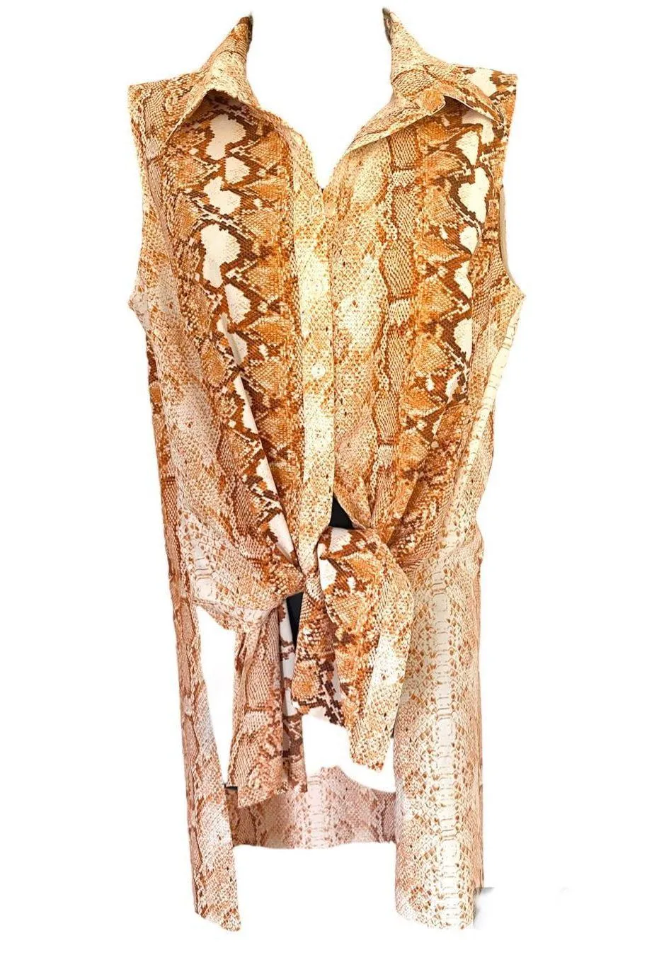 Lysse Animal Print Sleeveless Long button down shirt Sz M - Image 12