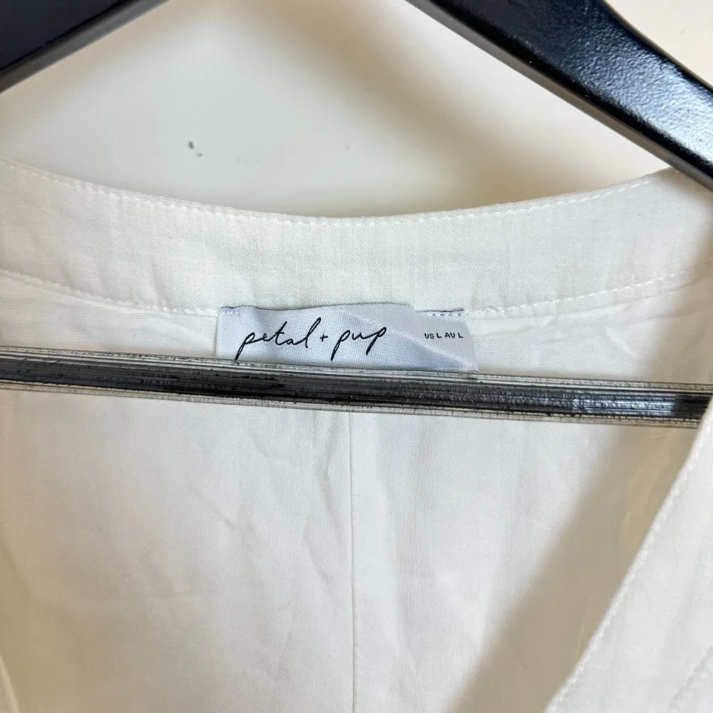 PETAL & PUP Sleeveless Cotton Tie Front Romper in White Size Large - Image 5