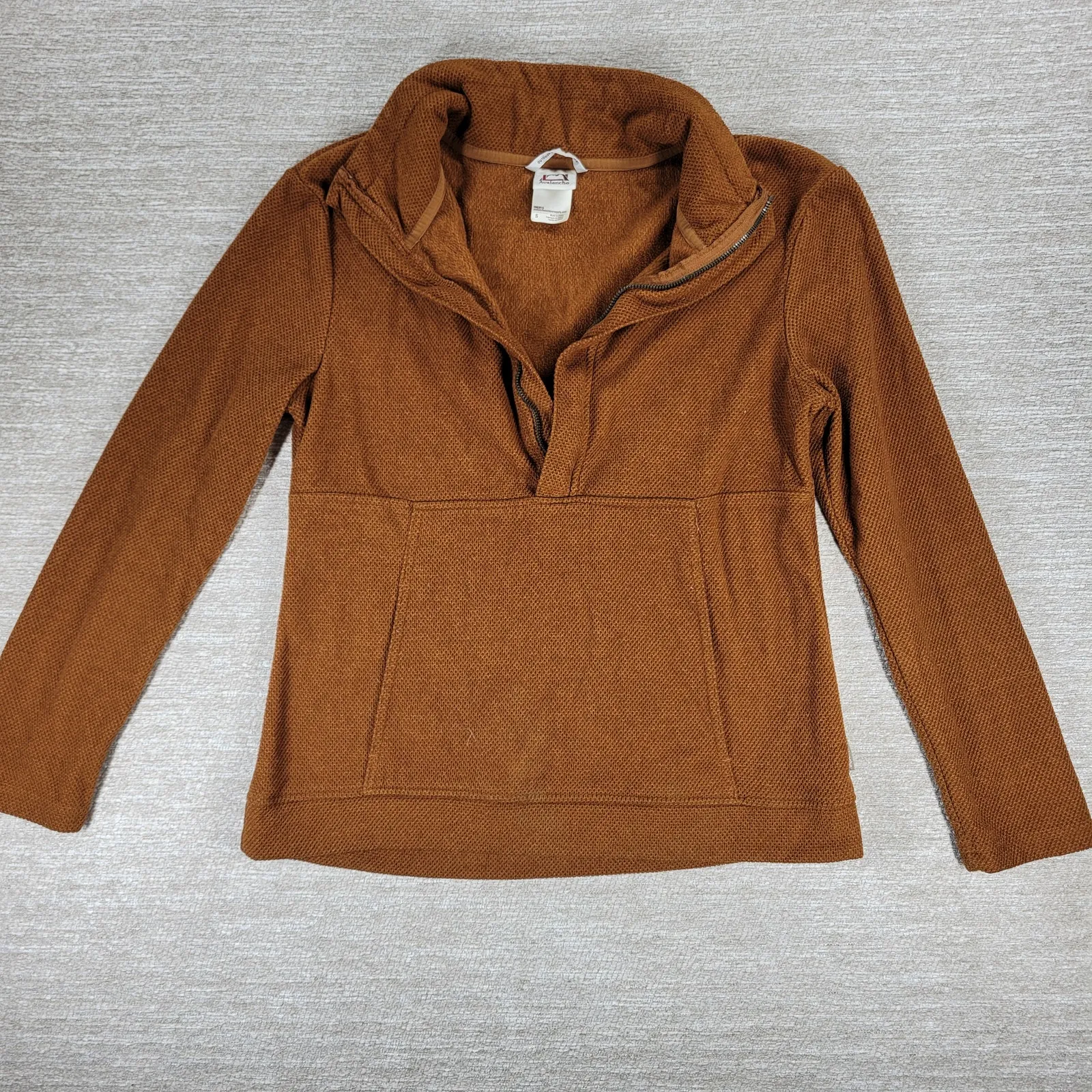 Avalanche Fleece Womens Small Rust Brown Quarter Zip Textured Pullover Top - Image 3