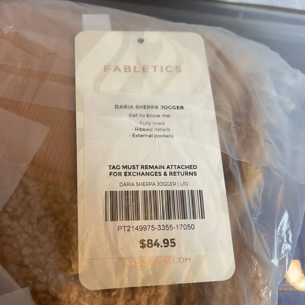 Fabletics Daria Sherpa Jogger Pants Size L New in Unopened Packaging - Image 9