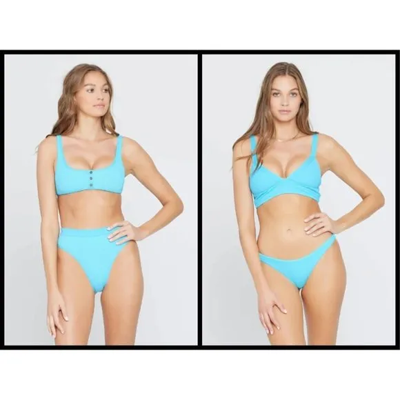 💕L*SPACE💕 Henley Ribbed Bikini Aquarius XL NWT - Image 2