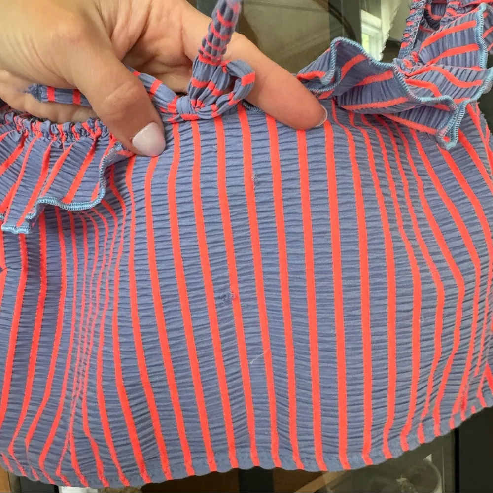 Solid & Striped Paloma bikini top ruffles neon bandeau tank textured open back - Image 7