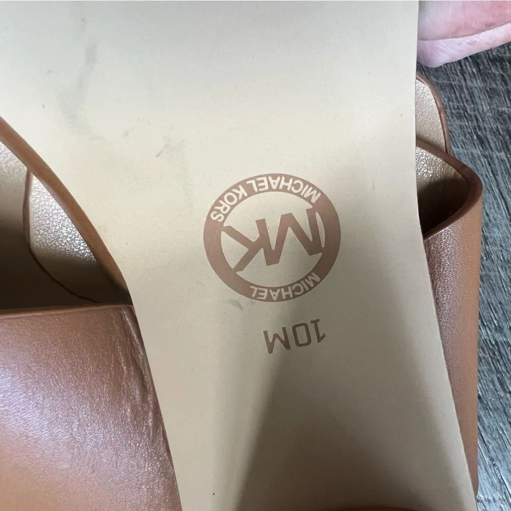 Michael Kors Estella Round Heel Sandal Cognac Brown Size 10 Chunky Block Heel - Image 10