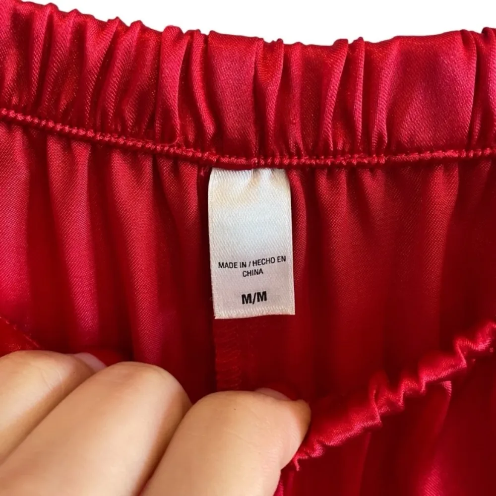 Victoria’s Secret Red Satin Pajama Set With Floral Lace Trim - Image 8