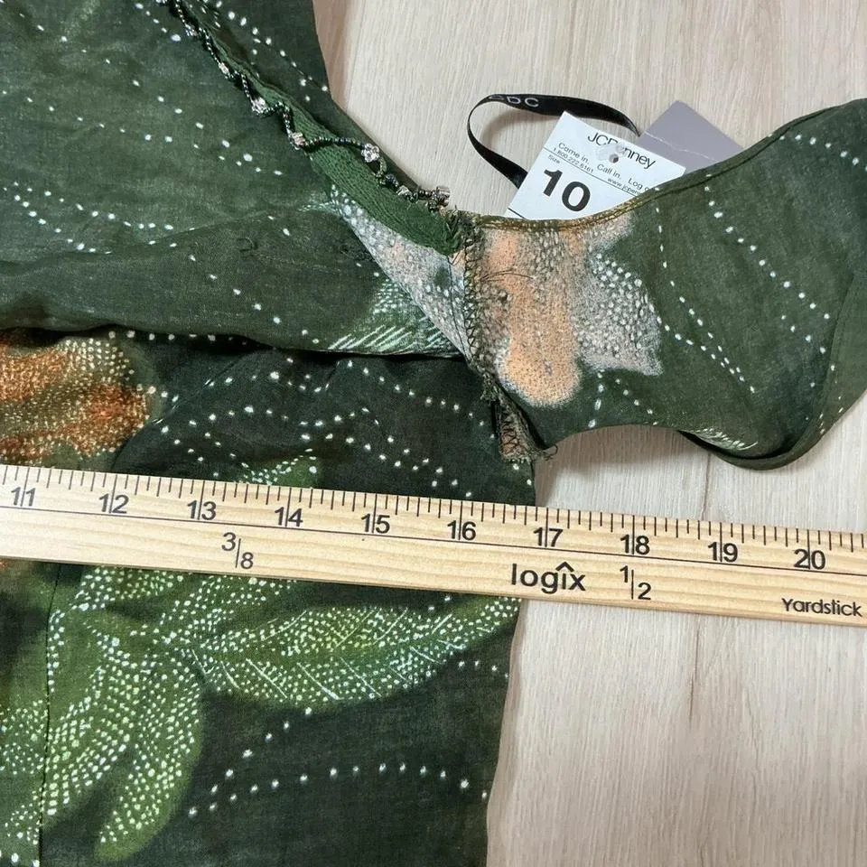 NWT CDC Green Floral Beaded Maxi Dress Sleeveless‎ Evening Party Gown Size 10 - Image 4