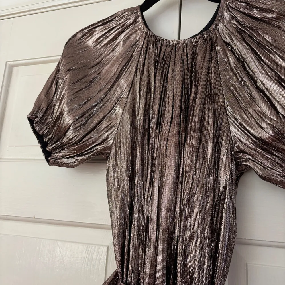 Ulla Johnson Metallic Cheri Lamé Mini Dress Size 0 NWT XS Gold Copper Wrap Bow - Image 11