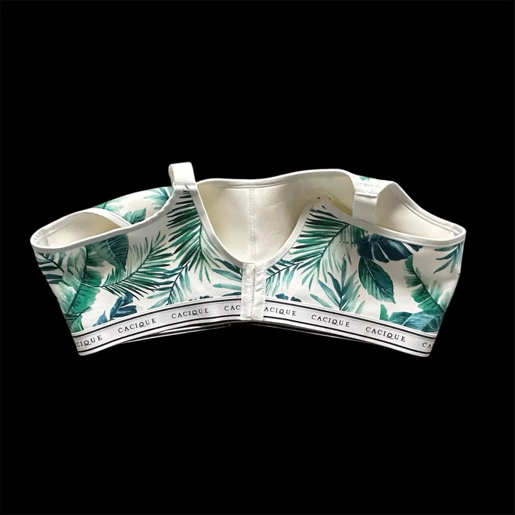 Cacique Lane Bryant 40DD Wireless Cotton Bra Tropical Leaf Print 4X - Image 5