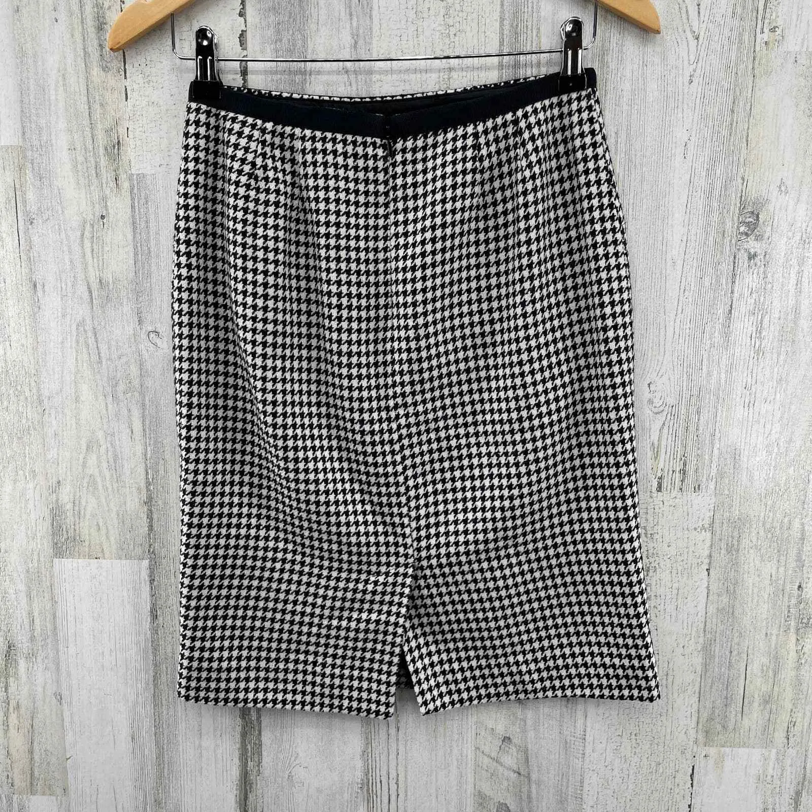 Ann Taylor Pencil Skirt Womens 0‎ Petite Black White Houndstooth Wool Blend Bow - Image 4