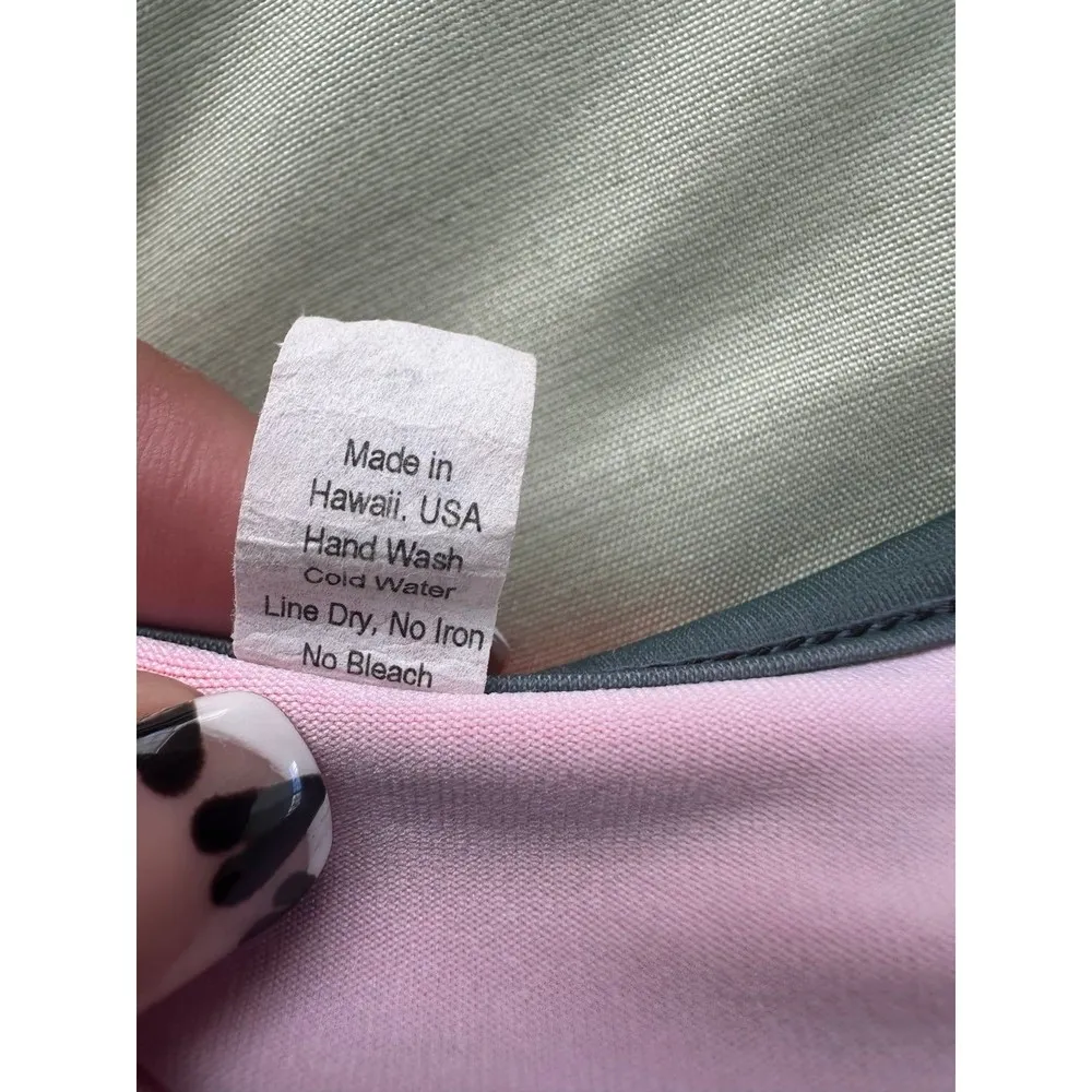 Loco Boutique Hawaii Solid Orange Gray Logo Flounce Sporty Crop Swim Bra Top S - Image 6